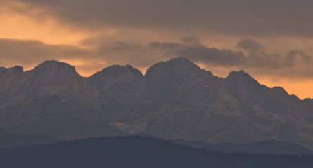 Sunset in mountains, Tatra, Poland
