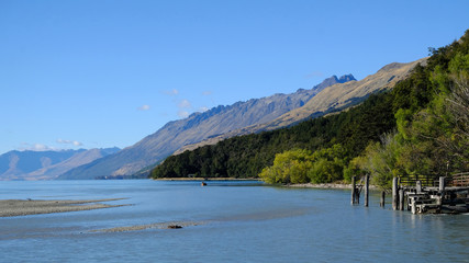 Kinloch jetty and Lake Wakatipu, Glenorchy near Queenstown, New Zealand