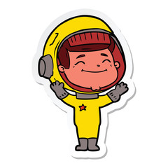 Obraz premium sticker of a happy cartoon astronaut
