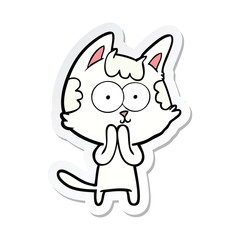 sticker of a happy cartoon cat