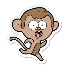 Obraz premium sticker of a cartoon shocked monkey