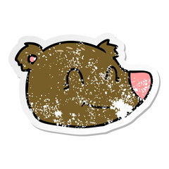 distressed sticker of a cartoon happy bear face