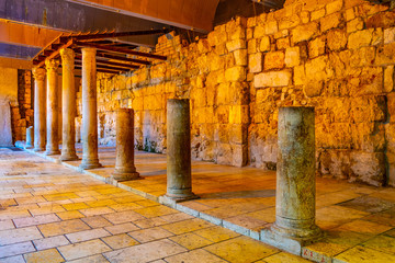 Ruins of roman street called cardo in Jerusalem, Israel