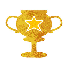 retro illustration style cartoon gold trophy