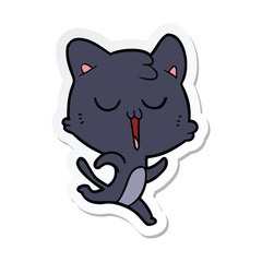 sticker of a cartoon cat singing