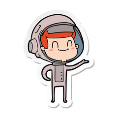 sticker of a happy cartoon astronaut