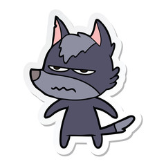 sticker of a cartoon annoyed wolf