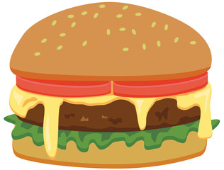 Cheesy burger vector icon
