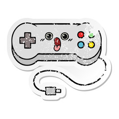 distressed sticker of a cute cartoon game controller