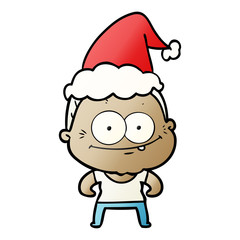 gradient cartoon of a happy old woman wearing santa hat