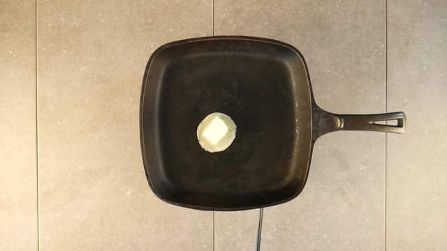 Melting Butter In Pan, Overhead View