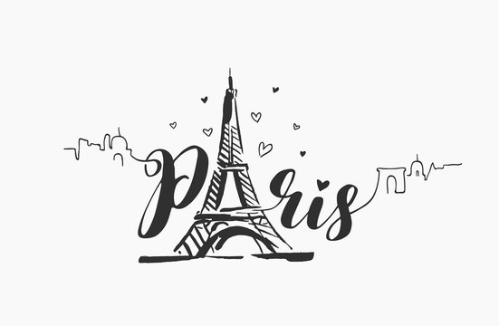 Amazon.com: Paris Eiffel Tower Bonjour Eiffel France French Eiffel Tower  Sketch with a Bike Through Paris Parisian Love Throw Pillow, 16x16,  Multicolor : Home & Kitchen
