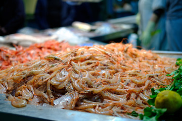 Shrimp for sale in a Portuguese Market.