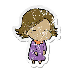 distressed sticker of a cartoon woman