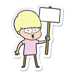 sticker of a cartoon happy boy