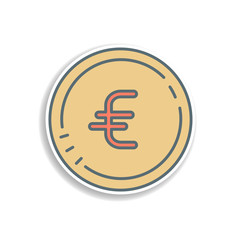 euro coin sticker icon. Element of color banking icon. Premium quality sticker design icon. Signs and symbols collection icon for websites, web design