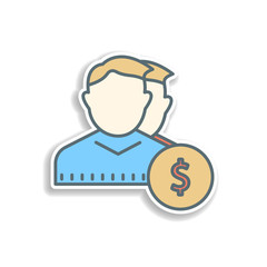 users in dollars sticker icon. Element of color banking icon. Premium quality sticker design icon. Signs and symbols collection icon for websites, web design