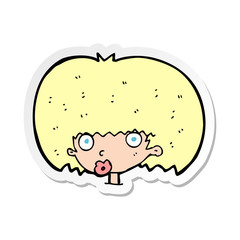 sticker of a cartoon surprised woman