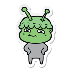 sticker of a friendly cartoon spaceman
