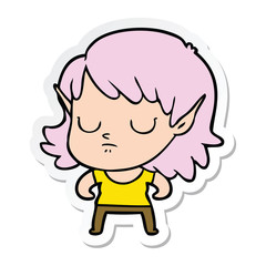 sticker of a cartoon elf girl