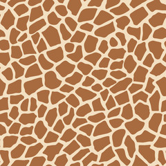 Giraffe dier print vector naadloze patroon achtergrond. Bruine tegels op een crèmekleurige achtergrond imiteren het patroon van de girafhuid. Perfect voor woondecoratie, mode, stof, kaarten, scrapbooking, inpakpapier.