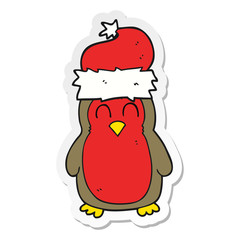 sticker of a cartoon christmas robin