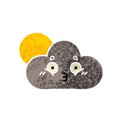 retro illustration style cartoon storm cloud and sun