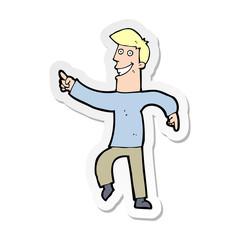 sticker of a cartoon grinning man