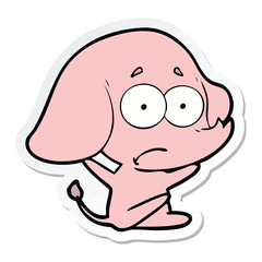 sticker of a cartoon unsure elephant