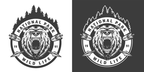 Vintage monochrome national park round emblem
