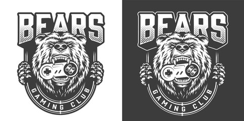 Vintage monochrome gaming club emblem © DGIM studio