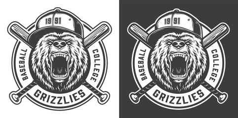 Fototapeta premium Vintage baseball college team mascot label