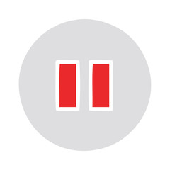 flat color retro cartoon pause button