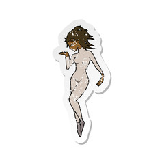 retro distressed sticker of a cartoon future space woman