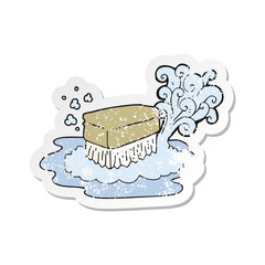 retro distressed sticker of a cartoon scrubbing brush