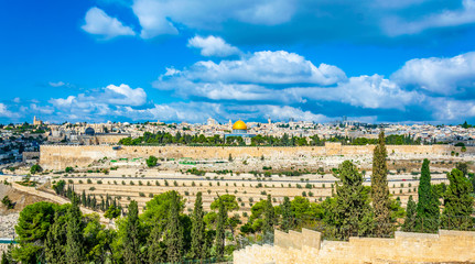 Obraz premium Jerusalem viewed from the mount of olives, Israel