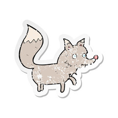 retro distressed sticker of a cartoon wolf cub