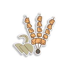 barbecue  sticker icon. Element of color Arabic culture icon. Premium quality sticker design icon. Signs and symbols collection icon for websites, web design