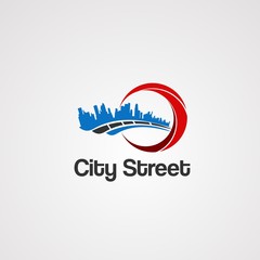 city street logo vector, icon, element, and template for company