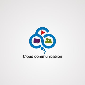 cloud communication logo vector, icon, element, and template for company