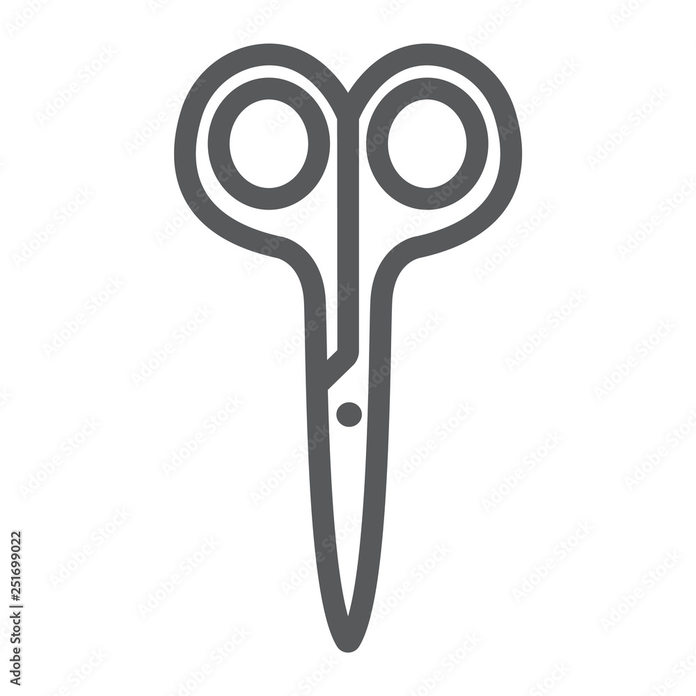 Poster scissors line icon, barber and tool, cut sign, vector graphics, a linear pattern on a white backgrou