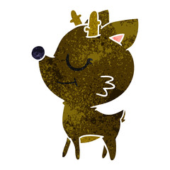 retro cartoon of cute red nosed reindeer