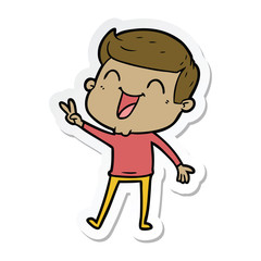 sticker of a cartoon man laughing