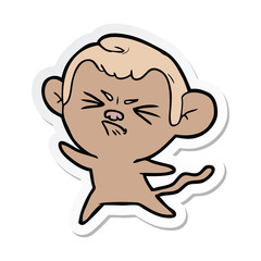 sticker of a cartoon angry monkey