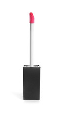 Applicator with liquid lipstick isolated on white