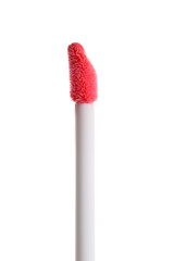 Applicator with liquid lipstick isolated on white
