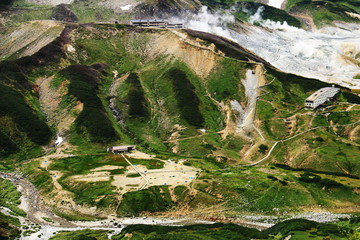 剣岳登山道からの　立山雷鳥平 地獄谷遠景