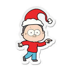 sticker cartoon of a happy old woman wearing santa hat