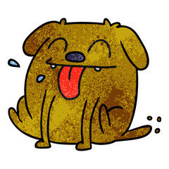 textured cartoon of cute kawaii dog
