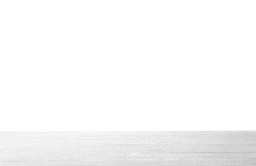 Empty wooden surface against white background. Mockup for design